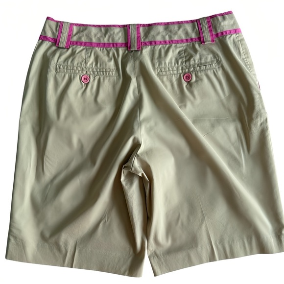 Lilly Pulitzer Palm Beach Fit Bermuda Shorts Sz 4 Beige Pink Trim Stretch Cotton - Picture 2 of 8